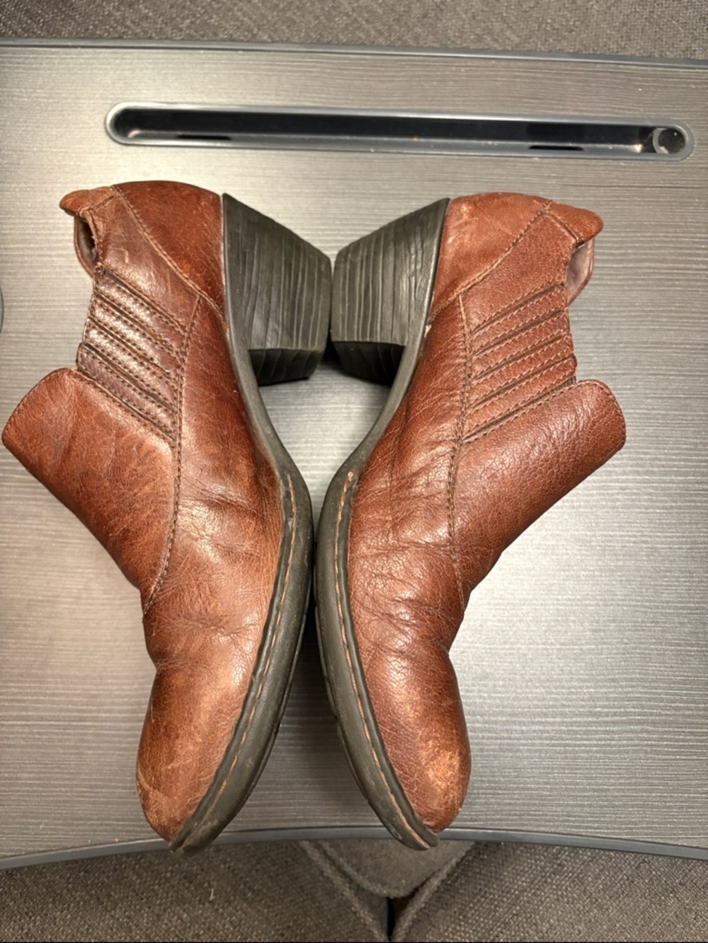 Women's Brown Leather Slip-On Ankle boots